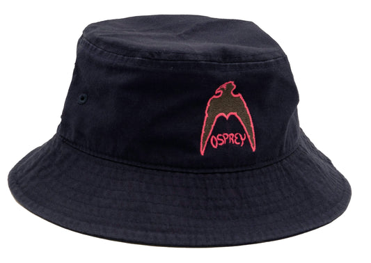 Bucket Hat: Navy w/ Grey & Pink